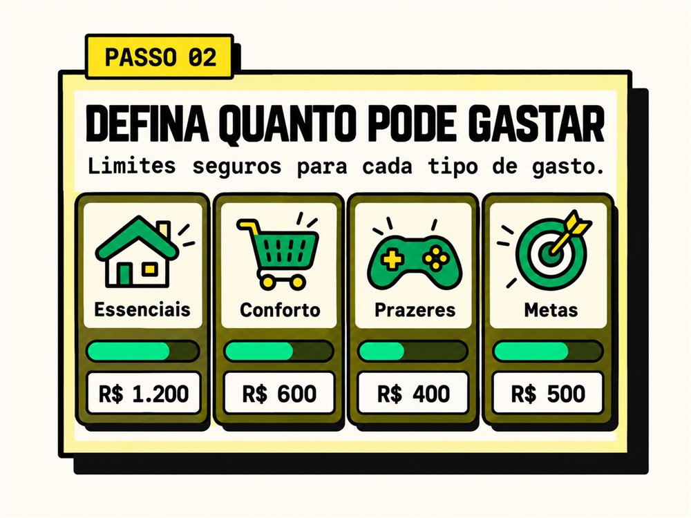 Passo 02: limites seguros para essenciais, conforto, prazeres e metas.